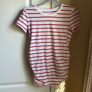 White and red striped maternity tee shirt